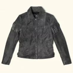 Buffalo Jackson Trading Co. Women's Oakley Fringe Leather Jacket | Grey