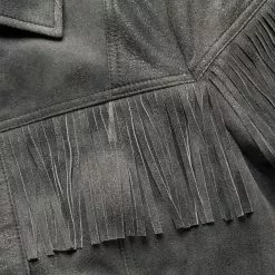 Buffalo Jackson Trading Co. Women's Oakley Fringe Leather Jacket | Grey