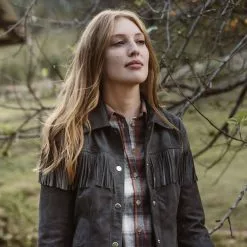 Buffalo Jackson Trading Co. Women's Oakley Fringe Leather Jacket | Grey