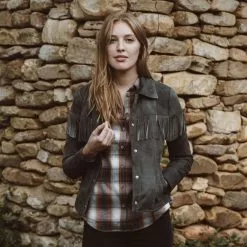 Buffalo Jackson Trading Co. Women's Oakley Fringe Leather Jacket | Grey